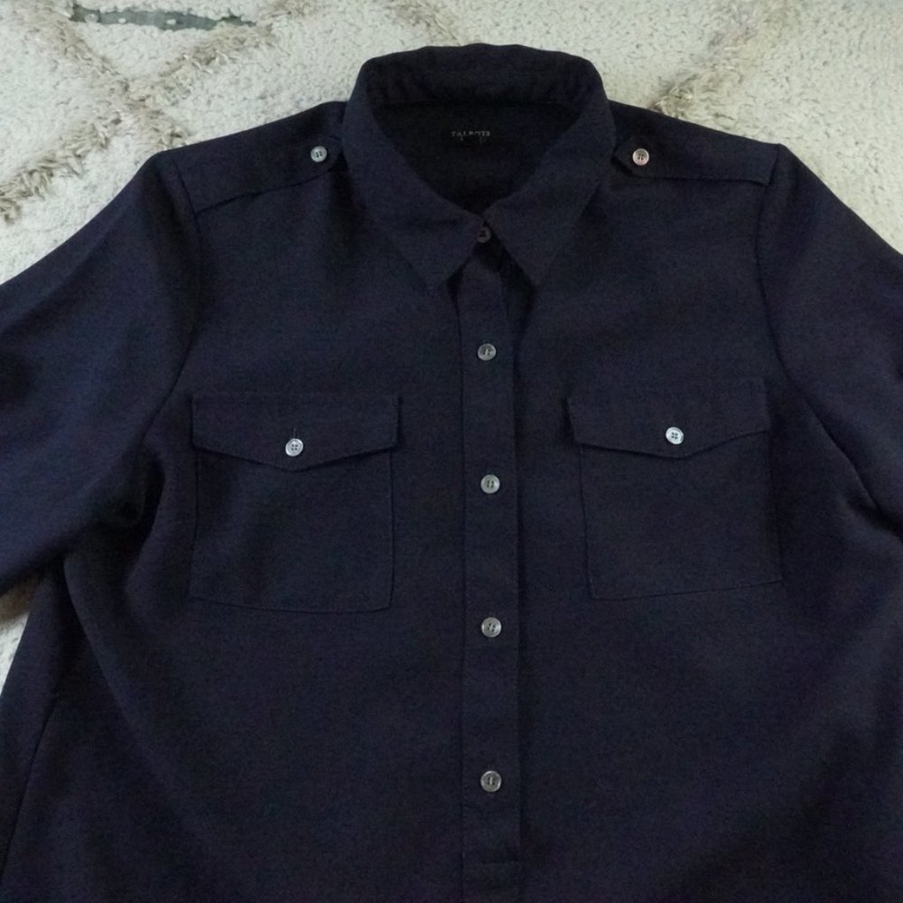 COPY - Talbots Midi Shirt Dress Womens 16 Blue Work Office Attire - Picture 3 of 13